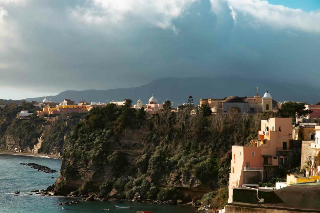 Beautiful fishing village, Marina Corricella on Procida Island,